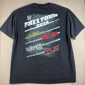WWE‎ Crew Shirt Men 2XL Black Fall Tour 2014 Hell in a Cell TLC Survivor Series